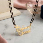 Custom Couple Name Mangalsutra with Crown Design – Unique Gift for Wife by Bazinco