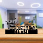 Custom Dentist Name Plate for Clinic Desk – Dental Tools Design Personalized Name Sign by Bazinco