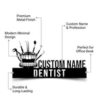 Custom Dentist Name Plate for Clinic Desk – Dental Tools Design Personalized Name Sign by Bazinco