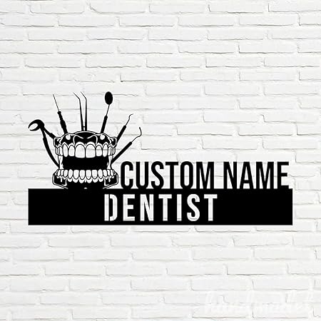 Custom Dentist Name Plate for Clinic Desk – Dental Tools Design Personalized Name Sign by Bazinco