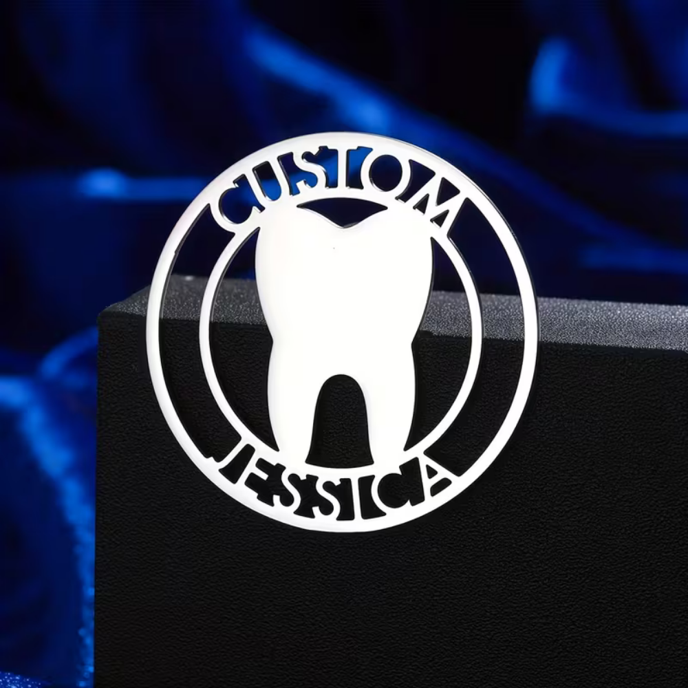 Bazinco Personalized Tooth Lapel Pin – Custom Dentist Tooth Design Brooch