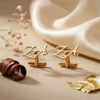 Custom Initial Cufflinks for Men by Bazinco – Elegant Gold Monogram Shirt Cuff Accessories