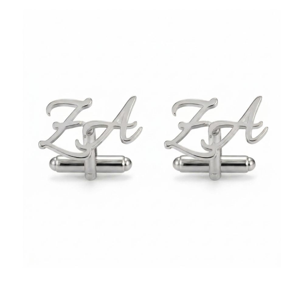 Custom Initial Cufflinks for Men by Bazinco – Elegant Gold Monogram Shirt Cuff Accessories