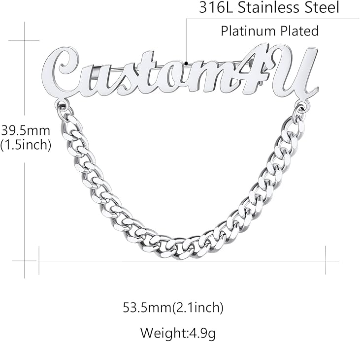 Bazinco Brooches
personalized chain brooch
name pin
custom name pin
fashion brooch