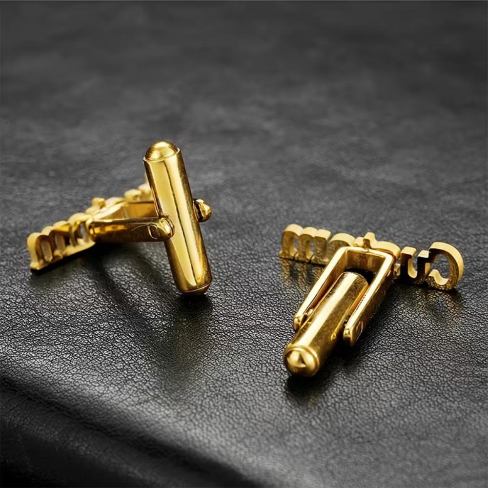 Bazinco Custom Name Cufflinks for Men – Personalized Engraved Cufflinks Wedding Groom Gift