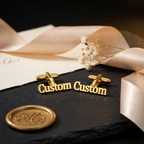Bazinco Custom Name Cufflinks for Men – Personalized Engraved Cufflinks Wedding Groom Gift