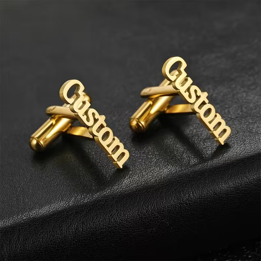 Bazinco Custom Name Cufflinks for Men – Personalized Engraved Cufflinks Wedding Groom Gift