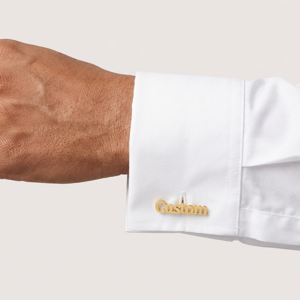Bazinco Custom Name Cufflinks for Men – Personalized Engraved Cufflinks Wedding Groom Gift
