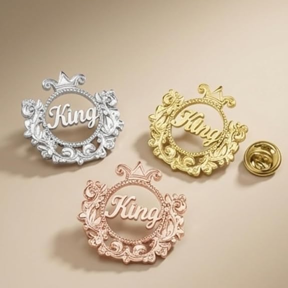 Bazinco Luxury Personalized Lapel Pin for Men And Women  – Custom Name Royal Crest Brooch