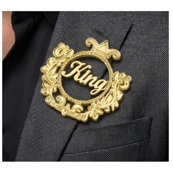 Bazinco Luxury Personalized Lapel Pin for Men And Women  – Custom Name Royal Crest Brooch