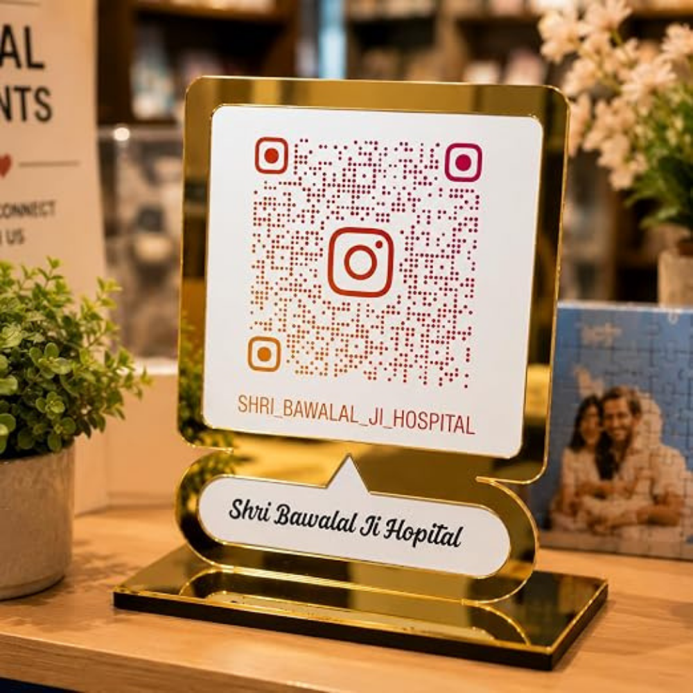 Bazinco Personalized Instagram QR Code Display Stand | Custom Acrylic Instagram Scan to Follow Sign | Social Media Counter Display | Business Branding Stand