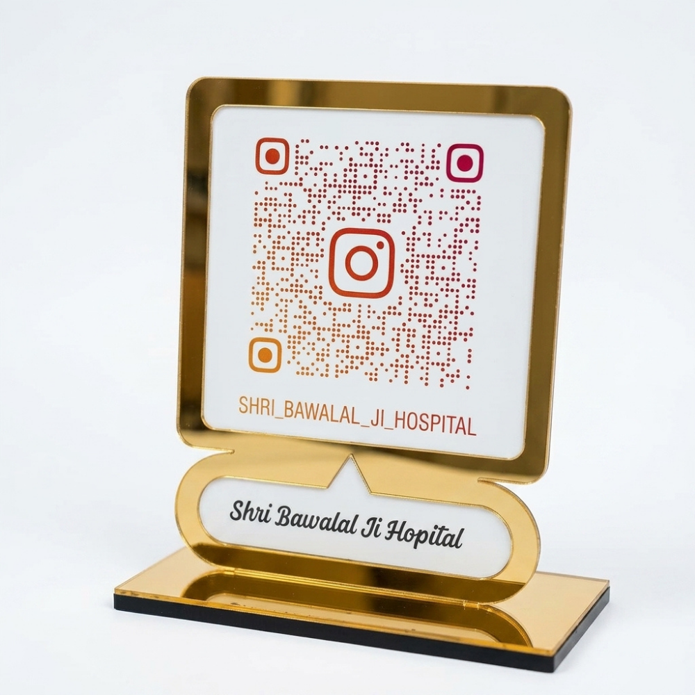 Bazinco Personalized Instagram QR Code Display Stand | Custom Acrylic Instagram Scan to Follow Sign | Social Media Counter Display | Business Branding Stand