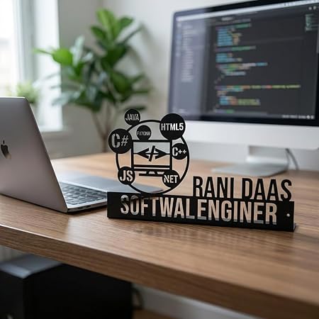 Bazinco Custom Software Engineer Name Plate – Personalized Developer Desk Sign