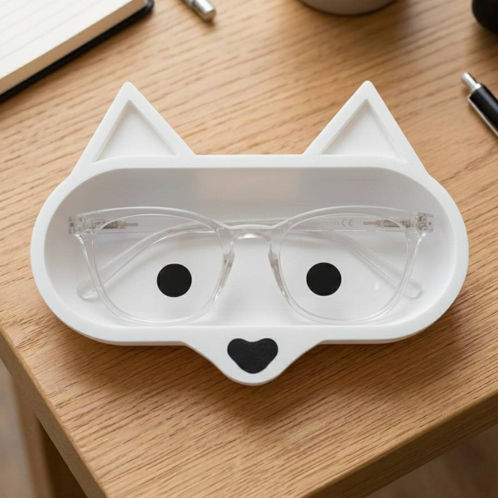 Bazinco Cute Cat Eyeglass Holder – Stylish Glasses Stand & Desk Organizer Tray