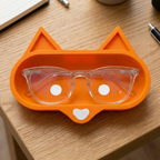 Bazinco Cute Cat Eyeglass Holder – Stylish Glasses Stand & Desk Organizer Tray