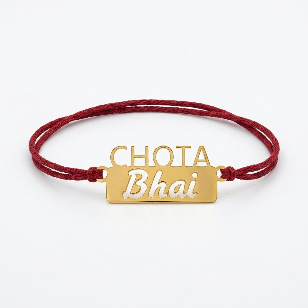 Bazinco Cute Chota Bhai Design Gold Finish Rakhi for Brother