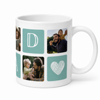 Bazinco Custom Photo Grid Ceramic Coffee Mug – Personalized Dad Gift with Heart Design