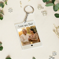 Bazinco Personalized Dad Photo Keychain – Custom Acrylic Picture Keyring Gift for Father