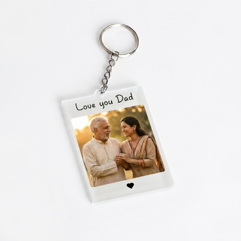 Bazinco Personalized Dad Photo Keychain – Custom Acrylic Picture Keyring Gift for Father