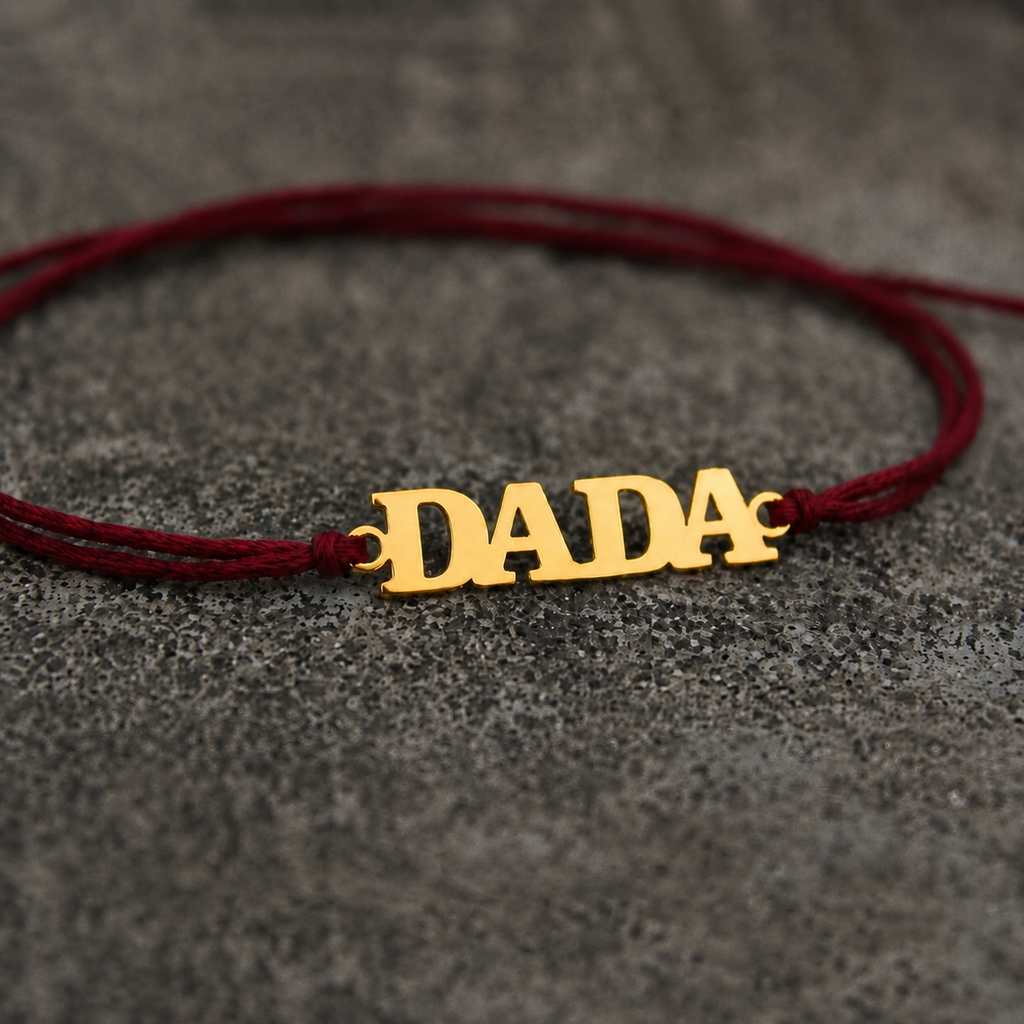 Bazinco Premium English Lettering Dada Gold Finish Designer Rakhi
