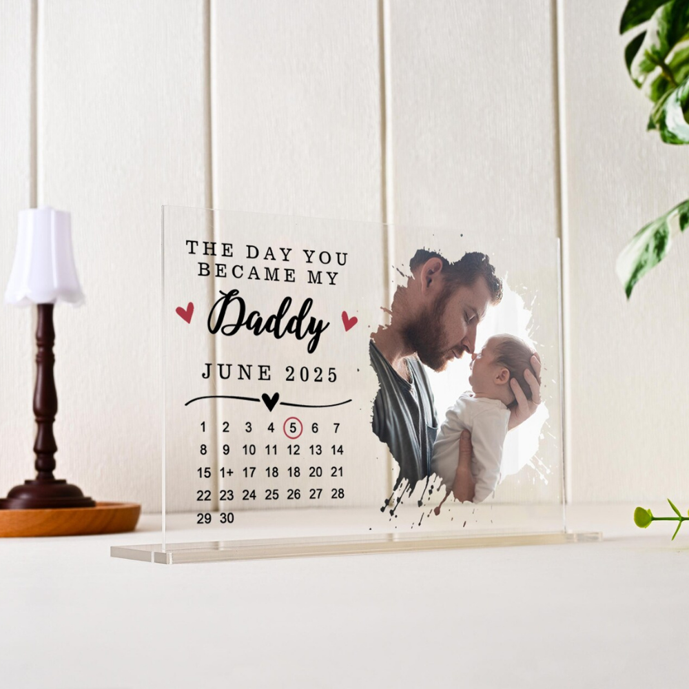 Custom Daddy Acrylic Photo Plaque by Bazinco – Personalized Father’s Day Photo Keepsake with Date