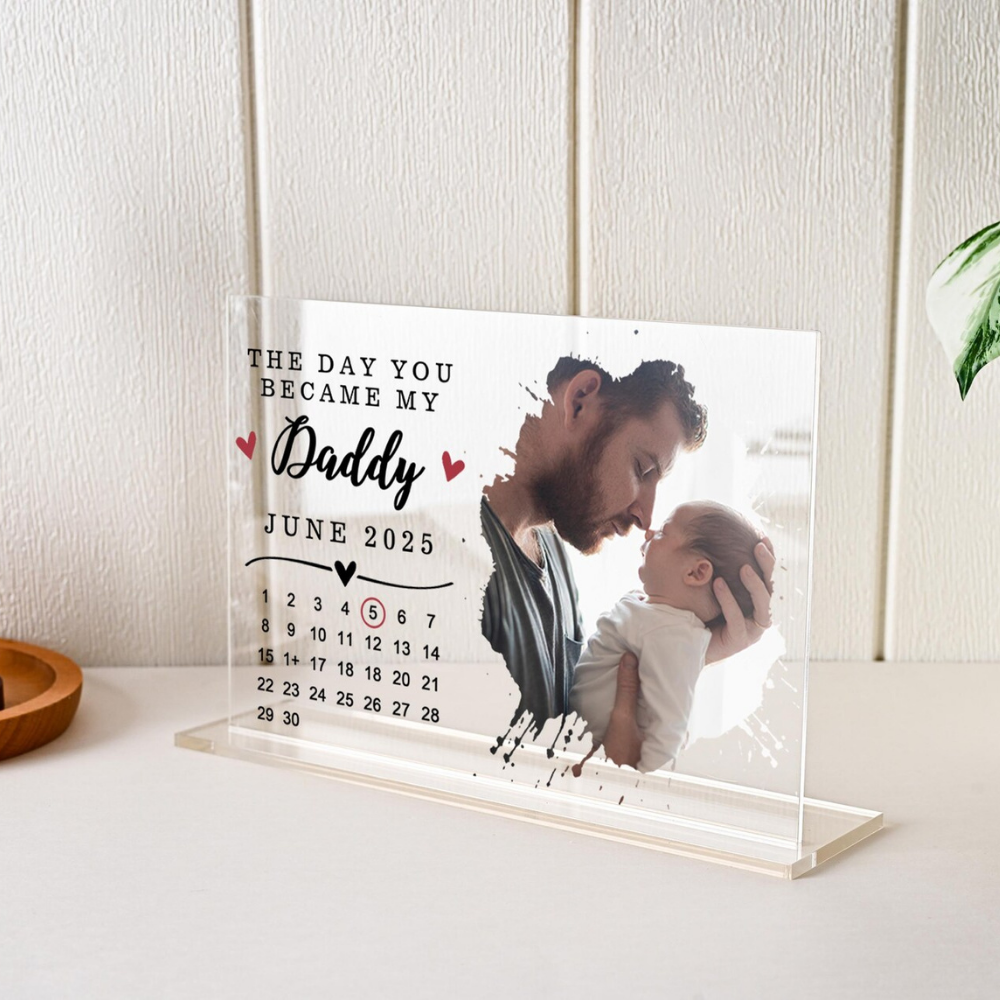 Custom Daddy Acrylic Photo Plaque by Bazinco – Personalized Father’s Day Photo Keepsake with Date