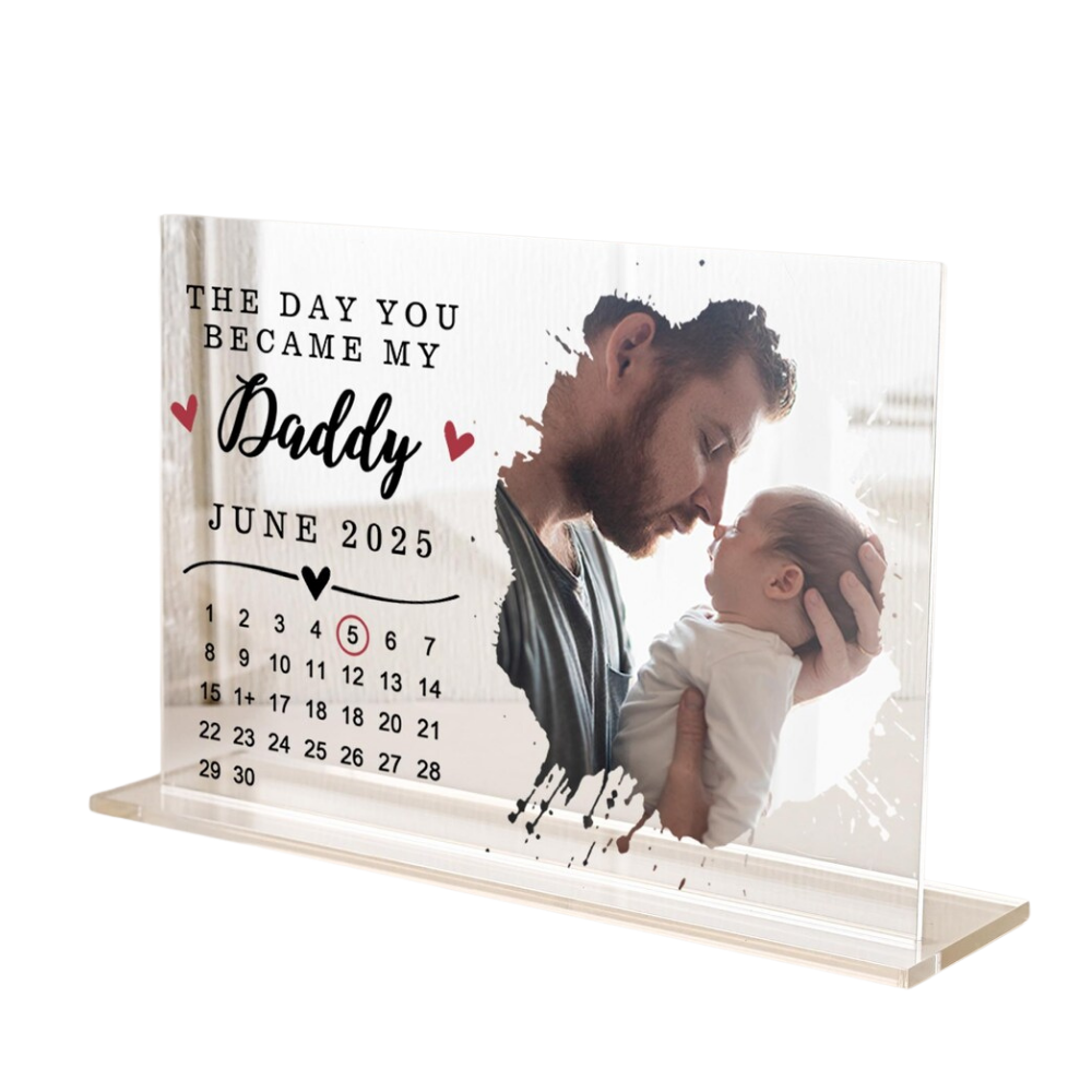 Custom Daddy Acrylic Photo Plaque by Bazinco – Personalized Father’s Day Photo Keepsake with Date