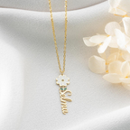 Bazinco Personalized Daisy Name Necklace – Custom Flower Name Pendant for Girls & Women