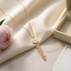 Custom Daisy Drop Name Necklace by Bazinco – Personalized Flower Name Necklace for Women