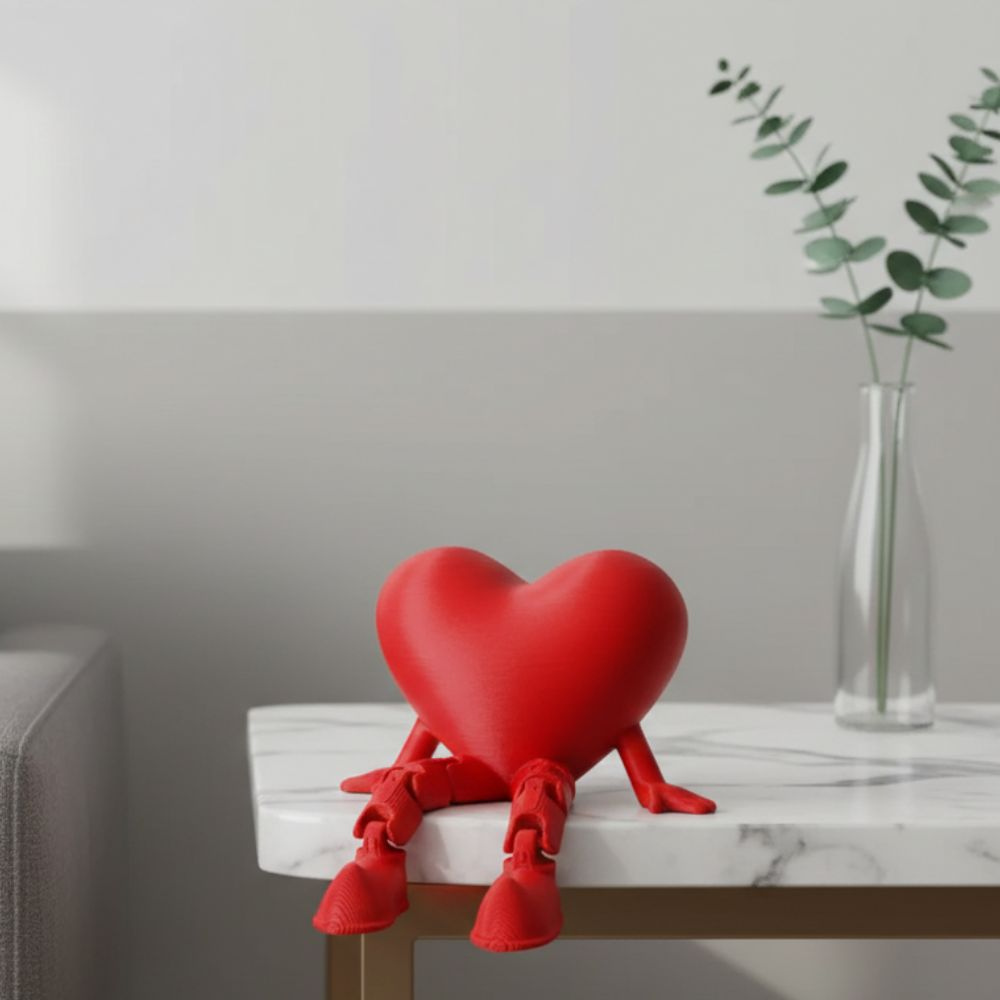Bazinco Cute Heart Figurine with Dangling Legs – Aesthetic Desk & Shelf Decor Showpiece