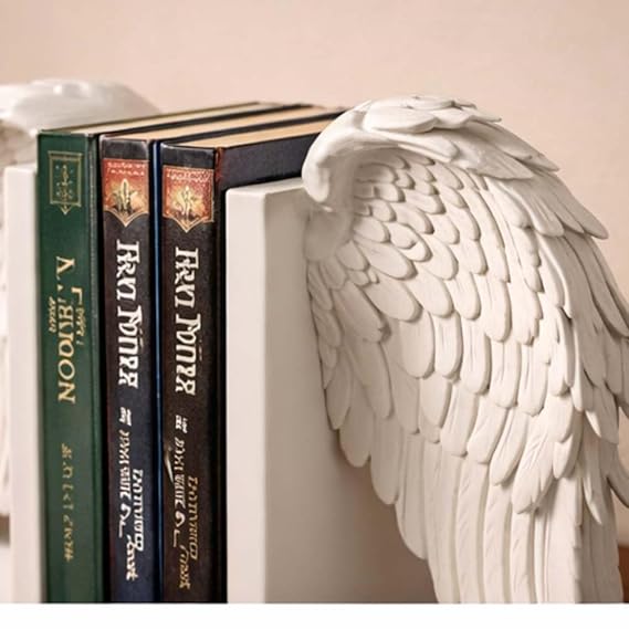 Bazinco Angel Wings Bookend Set – Decorative Feather Wing Book Holders for Home Library & Office Decor