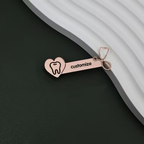 Personalized Dentist Name Badge with Tooth Heart Design – Custom Gold Name Pin by Bazinco