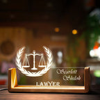 Bazinco Personalized Lawyer LED Name Lamp with Justice Scale Design | Custom Acrylic Desk Lamp Gift for Advocates & Lawyers