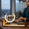 Bazinco Personalized Lawyer LED Name Lamp with Justice Scale Design | Custom Acrylic Desk Lamp Gift for Advocates & Lawyers