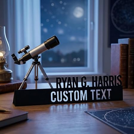 Bazinco Custom Telescope Desk Name Plate – Personalized Astronomy Nameplate with Custom Text