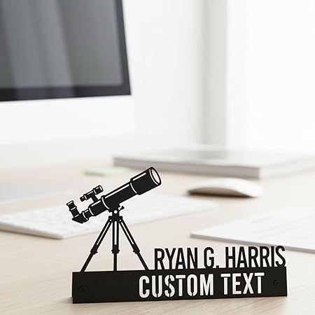 Bazinco Custom Telescope Desk Name Plate – Personalized Astronomy Nameplate with Custom Text