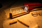 Bazinco Personalized Cardiologist LED Name Lamp | Custom Acrylic Doctor Name Plate with Wooden Base for Office, Clinic & Desk