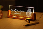 Bazinco Personalized Cardiologist LED Name Lamp | Custom Acrylic Doctor Name Plate with Wooden Base for Office, Clinic & Desk