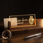 Bazinco Personalized Cardiologist LED Name Lamp | Custom Acrylic Doctor Name Plate with Wooden Base for Office, Clinic & Desk
