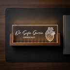 Bazinco Personalized Cardiologist LED Name Lamp | Custom Acrylic Doctor Name Plate with Wooden Base for Office, Clinic & Desk