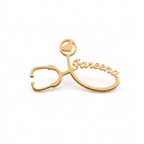 Personalized Doctor Name Brooch with Stethoscope Design – Medical Badge Pin | Bazinco