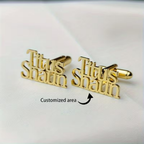 Bazinco Dual Name Stack Cufflinks – Personalized Name Cufflinks for Men Formal Accessories