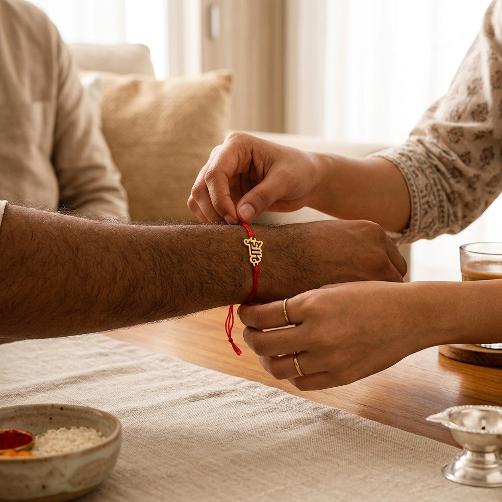 Bazinco Elegant Bhai Design Gold Finish Rakhi for Brother