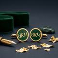 Bazinco Personalized Round Enamel Monogram Cufflinks – Custom Initial Cufflinks for Men