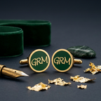Bazinco Personalized Round Enamel Monogram Cufflinks – Custom Initial Cufflinks for Men