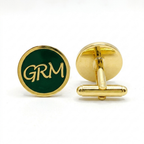 Bazinco Personalized Round Enamel Monogram Cufflinks – Custom Initial Cufflinks for Men