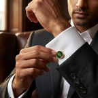 Bazinco Personalized Round Enamel Monogram Cufflinks – Custom Initial Cufflinks for Men