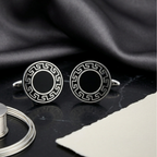 Bazinco Classic Black Enamel Cufflinks for Men – Premium Round Formal Shirt Cufflinks for Business & Wedding Wear