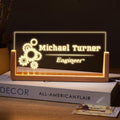 Bazinco Personalized Engineer LED Name Sign with Custom Name – Acrylic Desk Lamp with Gear Design, Engineering Gift & Office Decor