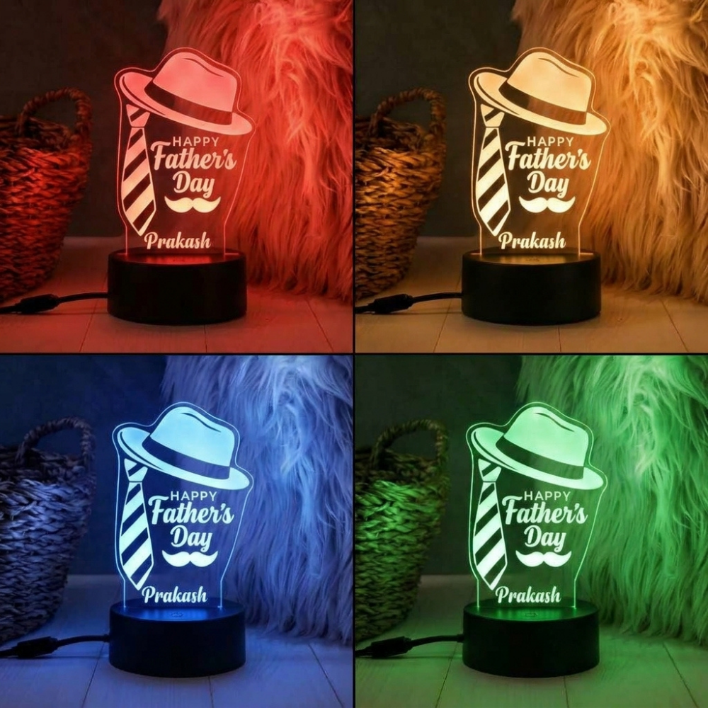 Bazinco Personalized Father’s Day LED Acrylic Lamp | Custom Dad Night Light Gift with Name